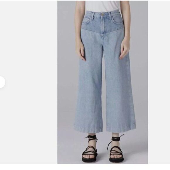 Triarchy Womens Jeans Denim Blue Two Tone Lone Ranger Wide Leg Sz 27 NWT - Picture 2 of 7